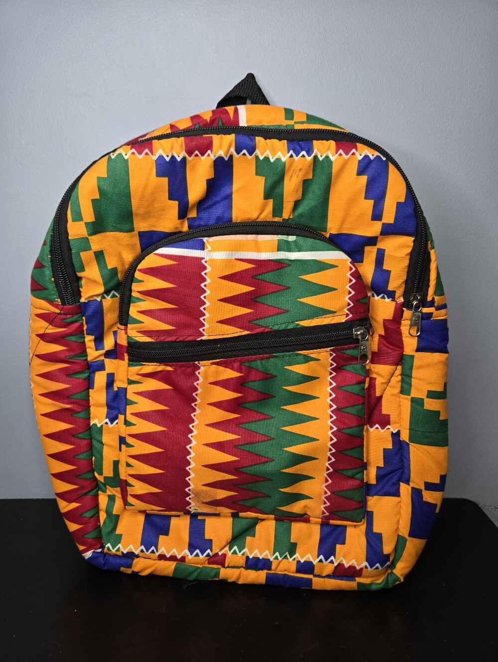 Handmade Kente Cloth Backpack: Bright African Tribal Pattern Backpack/Travel Bag